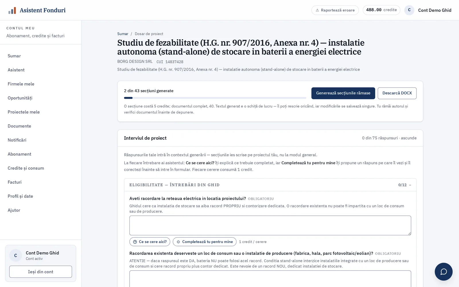 Interviul de proiect — Deschide „Interviul de proiect”