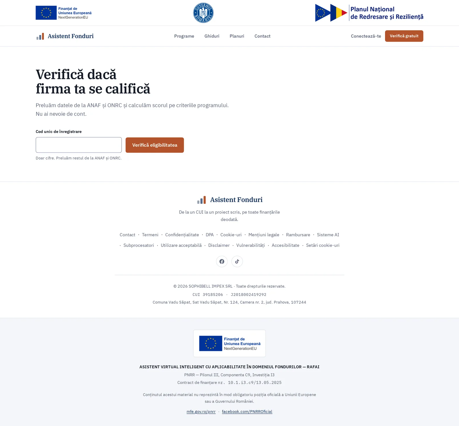 Verifică eligibilitatea gratuit — Apasă „Verifică eligibilitatea”